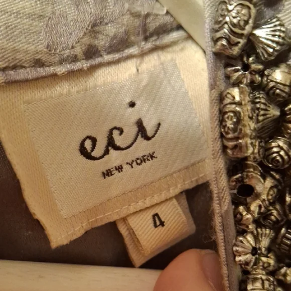 Eci Elegant Gray Sleeveless Dress with Beaded Neckline 4 💛💛💛💛 - Picture 2 of 15